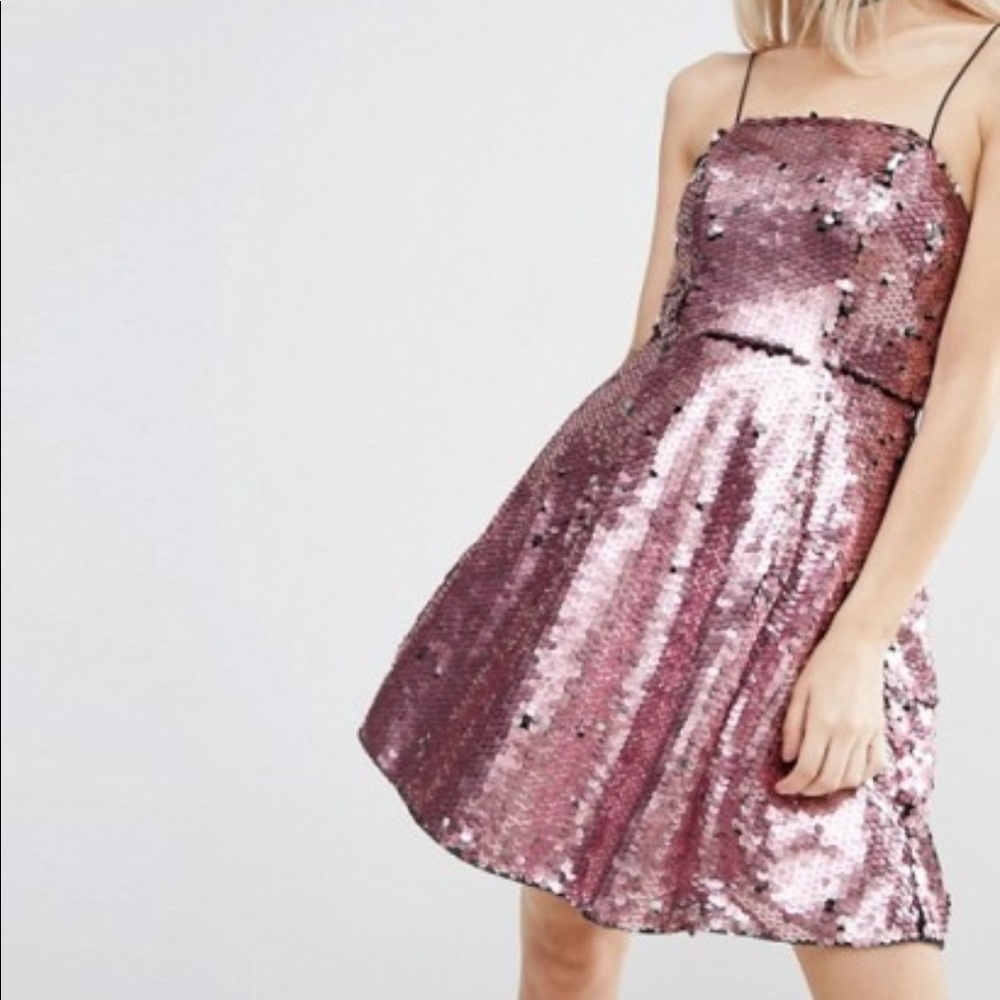ASOS pink sequin dress Size 2